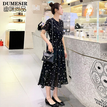 迪咪尚品（DUMESIR）  紐扣，紗網(wǎng) 連衣裙