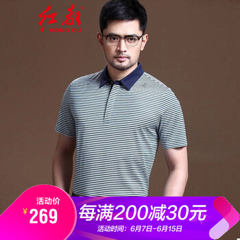 紅都 短袖 男士T恤 綠條TM1522-2 