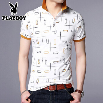 花花公子（PLAYBOY ESTABLISHED 1953） 短袖 男士T恤 7716黃色 