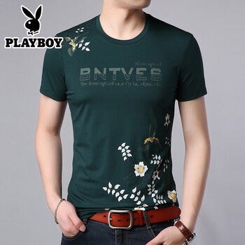 花花公子（PLAYBOY ESTABLISHED 1953） 短袖 男士T恤 1048綠色 