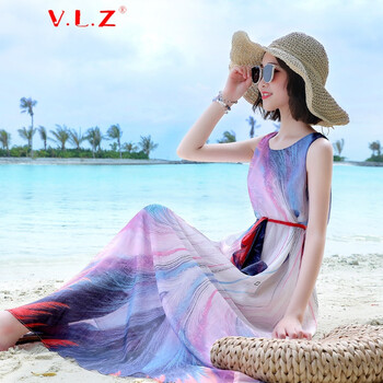 VLZ 幾何圖案 綁帶 連衣裙