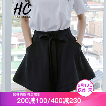 Hcollection 自然腰 闊腿褲 女 短褲 休閑褲