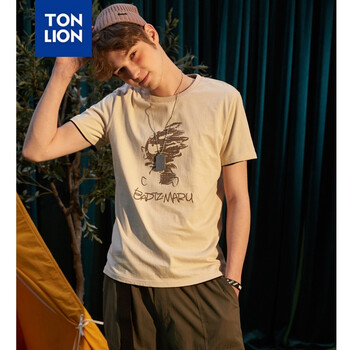 唐獅（TonLion） 短袖 男士T恤 淺咖 