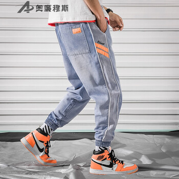 奧廉穆斯（aolianmusi） 闊腿褲  男士牛仔褲