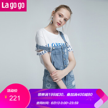 lagogo 高腰 背帶褲 女  牛仔褲