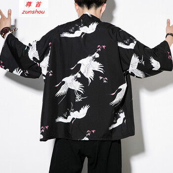 尊首（ZUNSHOU） 七分袖 男士T恤 黑白色 