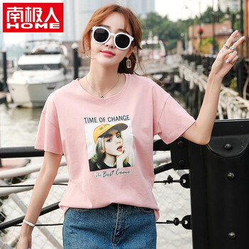 南極人（home） 印花 短袖 T恤 女 圓領(lǐng)