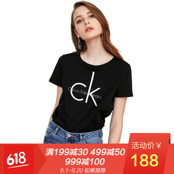 Calvin Klein 印花 短袖 T恤 女 圓領(lǐng)