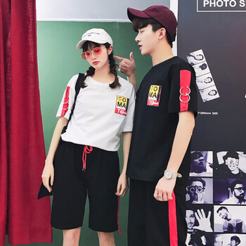 美連誠 斜肩，口袋，拼接 短袖 T恤 女 圓領(lǐng)