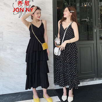 喬尼（JON NY） 圓點(diǎn)，純色 3D 連衣裙