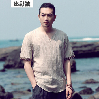 出彩蟻 短袖 男士T恤 卡其色 