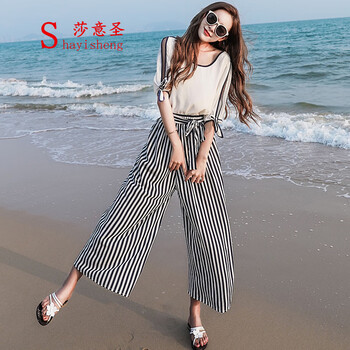 莎意圣（SHAYISHENG）  闊腿褲 女 長(zhǎng)褲 休閑褲