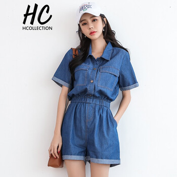 Hcollection 高腰 闊腿褲 女 短褲 牛仔褲