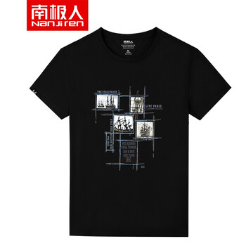 南極人（Nan Ji ren） 短袖 男士T恤 黑色/圓T-帆船 
