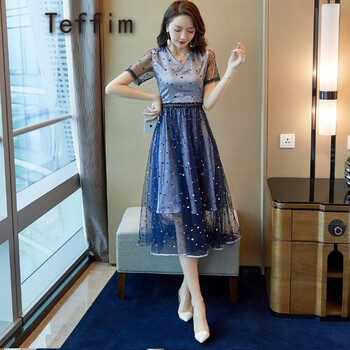 Teffim 純色 拼接，紗網(wǎng) 連衣裙