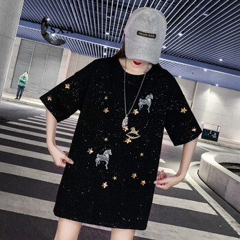SXA 亮片，繡花，刺繡，拼接，撞色，立體裁剪，立體裝飾 短袖 T恤 女 圓領(lǐng)