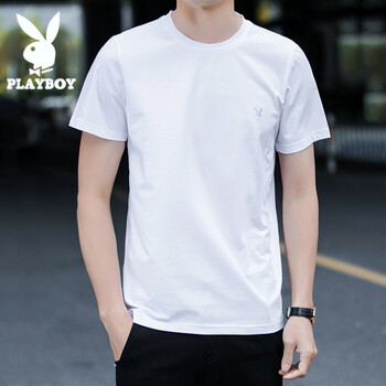 花花公子（PLAYBOY ESTABLISHED 1953） 長(zhǎng)袖 男士T恤 白色1234 