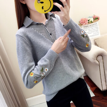 打底襯衫女秋冬花