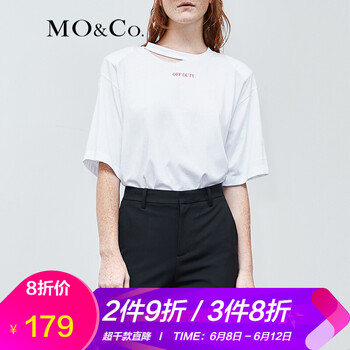 MO&Co. 鏤空 短袖 T恤 女 圓領