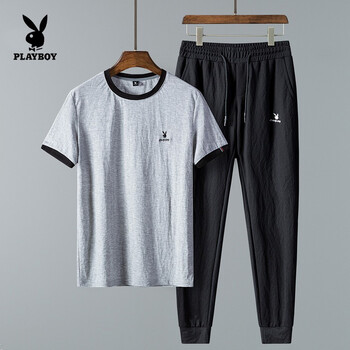 PLAYBOY 短袖 男士T恤 ZH1908 灰色套裝 