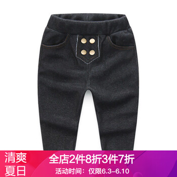 兒童仿牛仔加絨褲