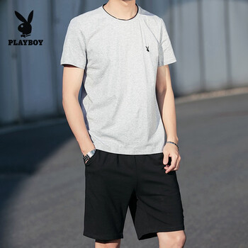 花花公子（PLAYBOY ESTABLISHED 1953） 短袖 男士T恤 826灰色 