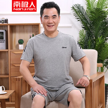 南極人（Nanjiren） 短袖 男士T恤 灰色（短袖+短褲） 