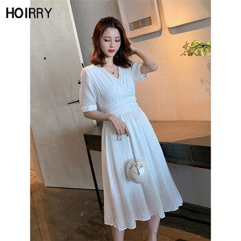 HOIRRY 純色 毛領 連衣裙