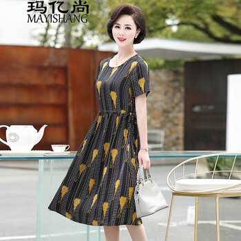 瑪億尚（MAYISHANG） 圓點(diǎn)，植物花卉 抽繩，立體剪裁 連衣裙