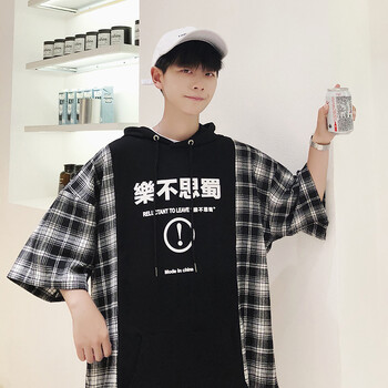 恒潮（HengChao） 短袖 男士T恤 黑格 
