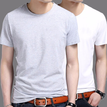 知鷗（ZHIOU） 短袖 男士T恤 昱822白色+灰色【兩件裝】 