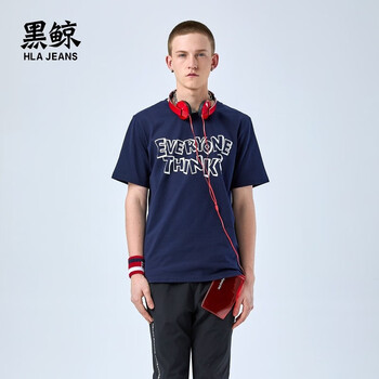 黑鯨（HLAJEANS） 短袖 男士T恤 藏青JG 