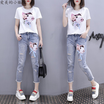 復(fù)古破洞牛仔褲，打造性感小仙女
