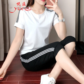 悅區(qū)（YUEQU） 條紋 短袖 T恤 女 圓領(lǐng)