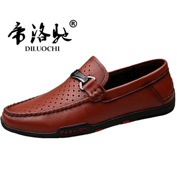 帝洛馳（DILUOCHI）男士紅棕色 鏤空沖孔 