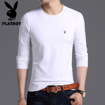花花公子（PLAYBOY） 短袖 男士T恤 1501白色長袖款 