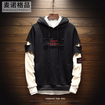 麥諾格品 長袖 男士T恤 3908黑色 XXL