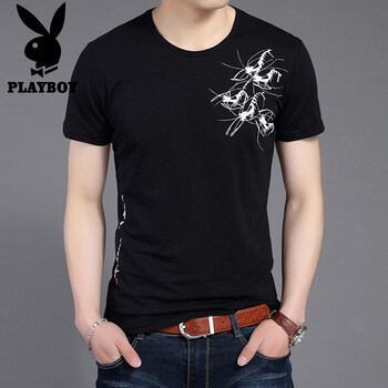 花花公子（PLAYBOY ESTABLISHED 1953） 短袖 男士T恤 HH9806BX黑色 