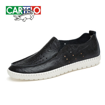 卡帝樂(lè )鱷魚(yú)（CARTELO）男士黑色打孔款 42