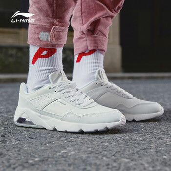 李寧（LI-NING）跑步鞋白/凝雪灰 