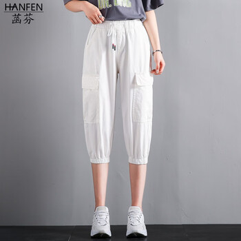 菡芬（HANFEN） 自然腰 工裝褲 女 七分褲 休閑褲