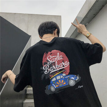 deciuhlae 五分袖 男士T恤 黑色 T50 5鯊魚車短T 