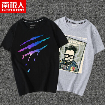 南極人（Nanjiren） 短袖 男士T恤 黑/星空爪痕-灰/可樂大叔 