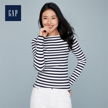 蓋璞（GAP） 羅紋 短袖 T恤 女 一字領