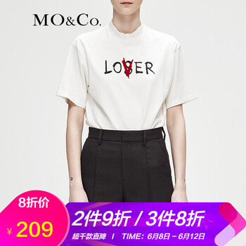 MO&Co. 印花 短袖 T恤 女 半高領(lǐng)