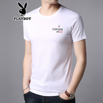 花花公子（PLAYBOY） 短袖 男士T恤 1838白色 