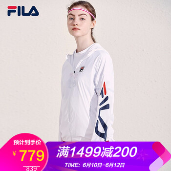 FILA 連帽 長袖 女 短外套 印花，帶帽