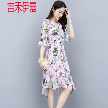 吉禾伊嘉（jiheyijia） 碎花 深V款，印花 連衣裙