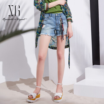 XG 低腰 直筒褲 女 短褲 牛仔褲