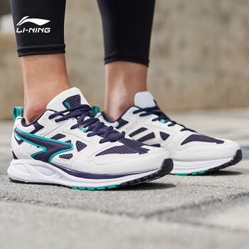 李寧（LI-NING）跑步鞋標準白/深豌藍/青碧綠 